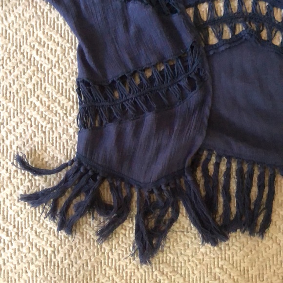 Solid Crochet Bikini Cover Up with Fringe Trim Women Sexy Hollow Vest Beach - Picture 8 of 13